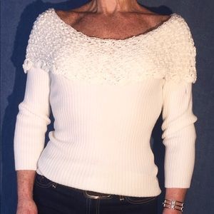 White BCX long sleeve off the shoulder sweater top